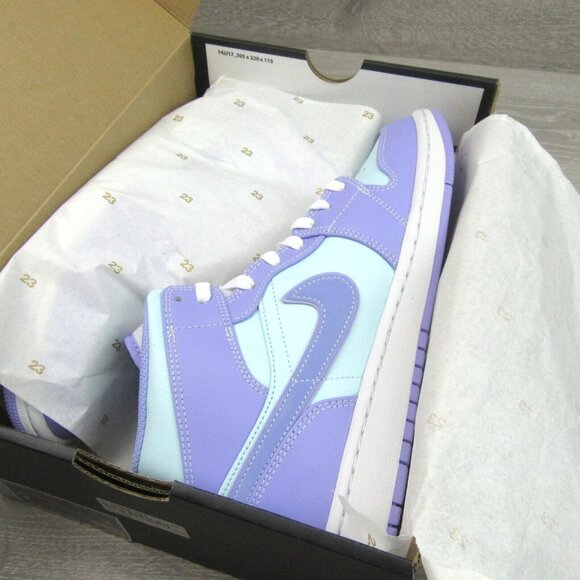 Air Jordan 1 Mid Purple Pulse Aqua White Sneakers Mens Size 9 NEW - Picture 12 of 15